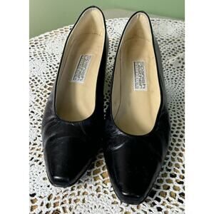 Spanish Leather Collection Black Satin High Heel Pumps SIZE 10N   sku 828